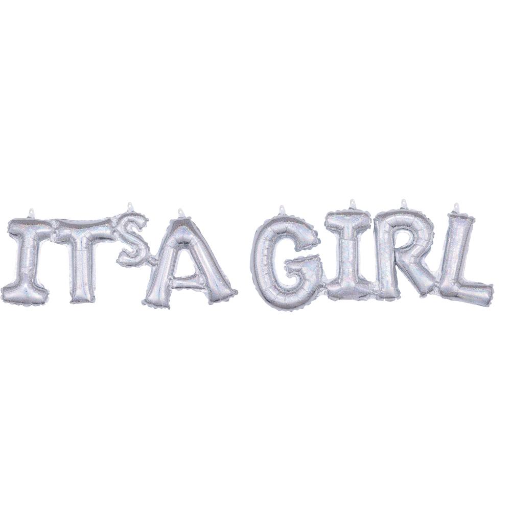 It's A Girl Holographic Phrase Foil Balloon Balloons & Streamers - Party Centre - Party Centre