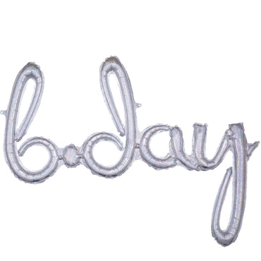 Bday Holographic Script Phrase Balloon 93x68cm Balloons & Streamers - Party Centre - Party Centre
