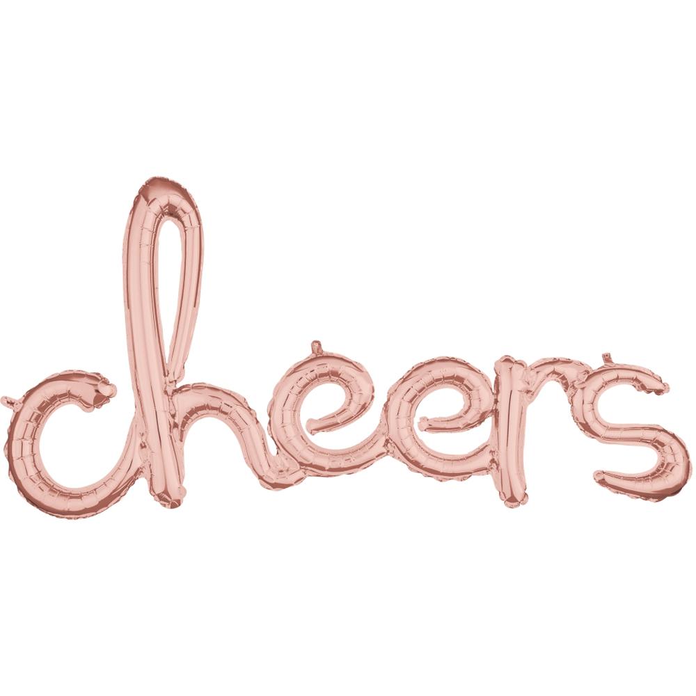 Rose Gold Cheers Script Phrase Foil Balloon 101x53cm Balloons & Streamers - Party Centre - Party Centre