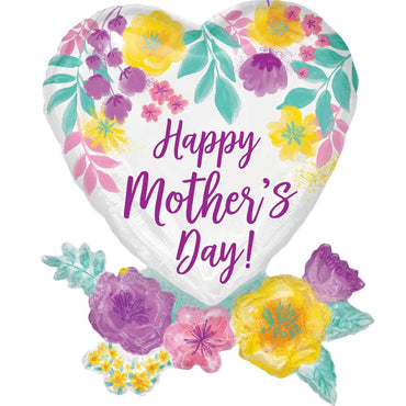 Happy Mother's Day Watercolor Flowers SuperShape 58x76cm Balloons & Streamers - Party Centre - Party Centre