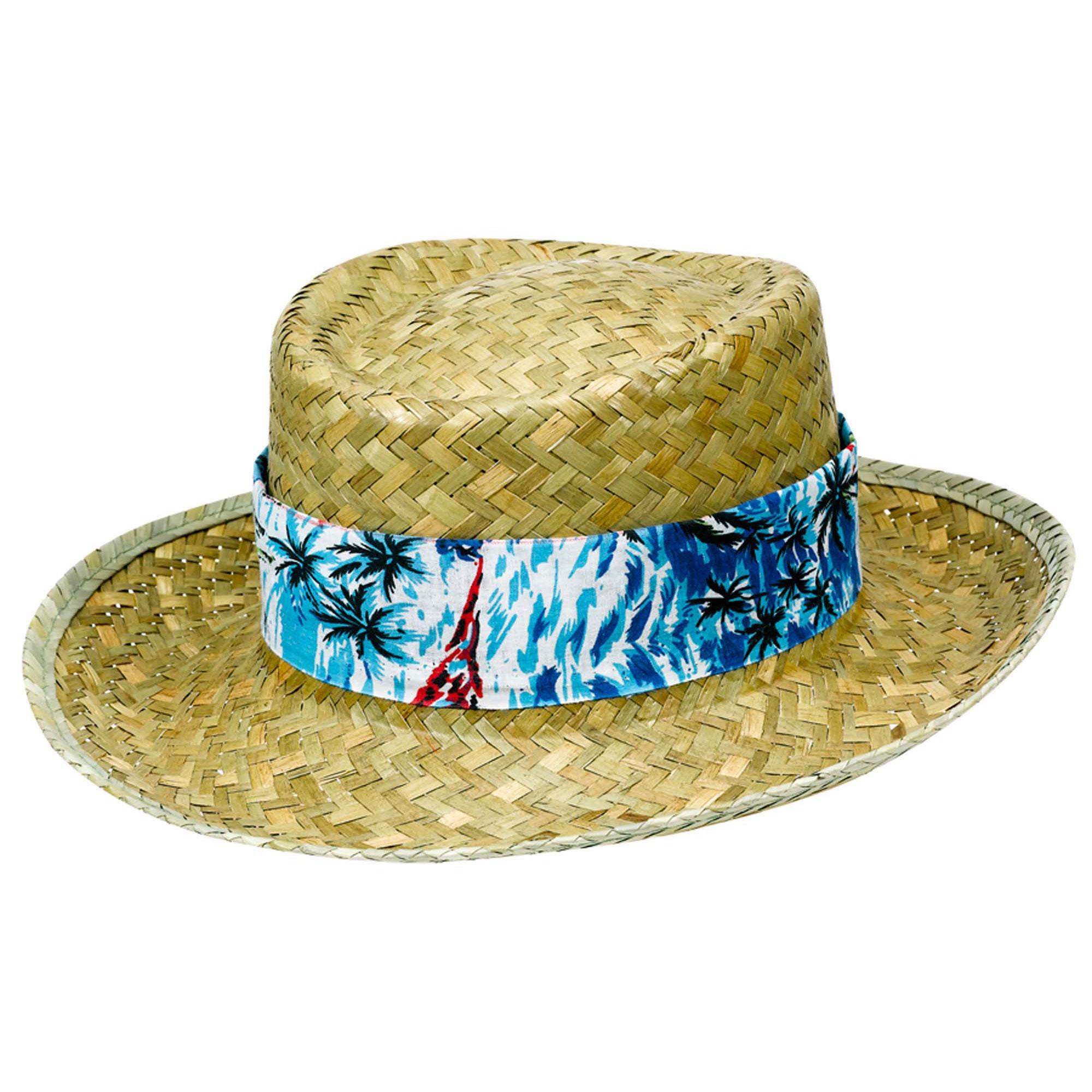 Straw Hat With Floral Band Costumes & Apparel - Party Centre - Party Centre