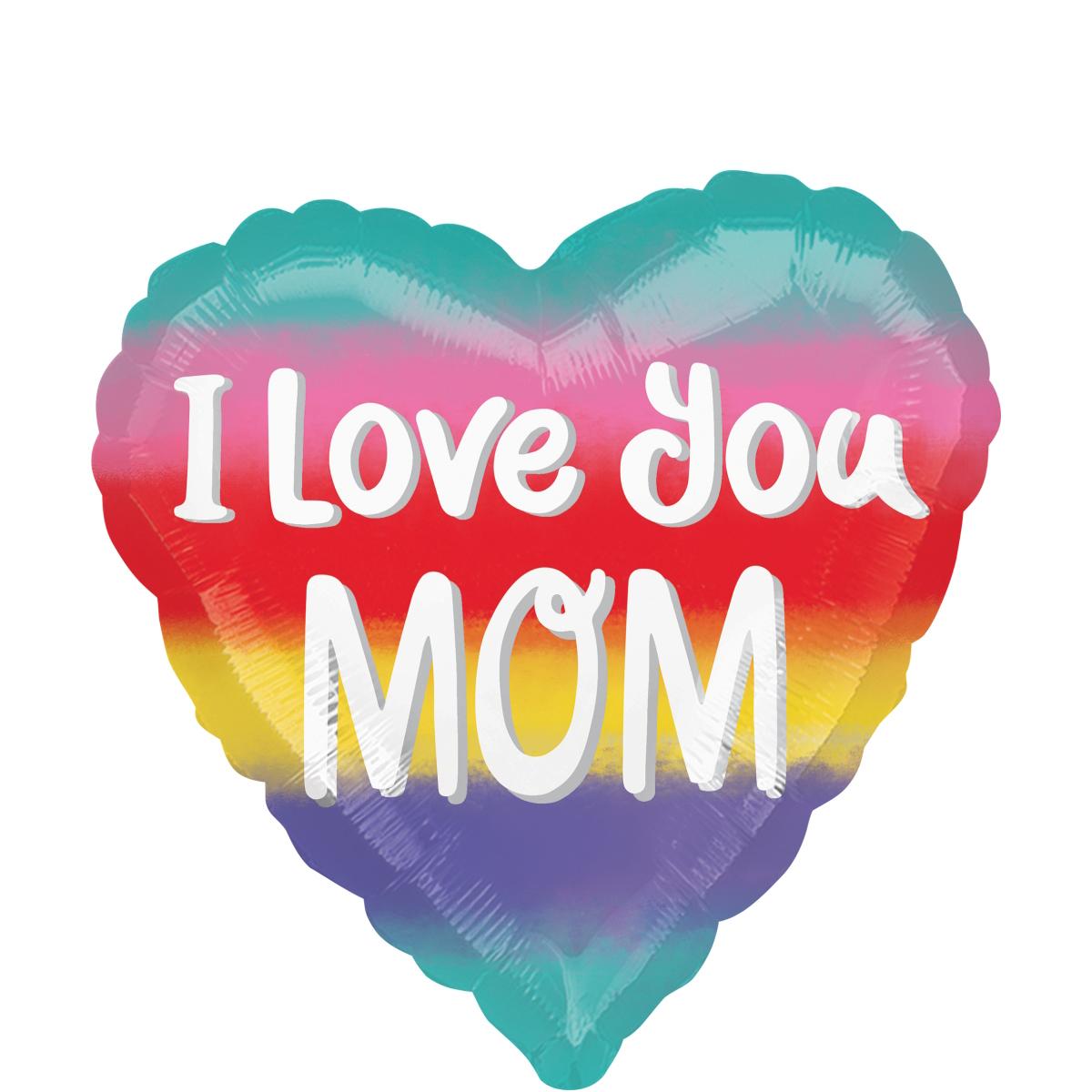 Mom I Love You Watercolor Foil Balloon 45cm Balloons & Streamers - Party Centre - Party Centre