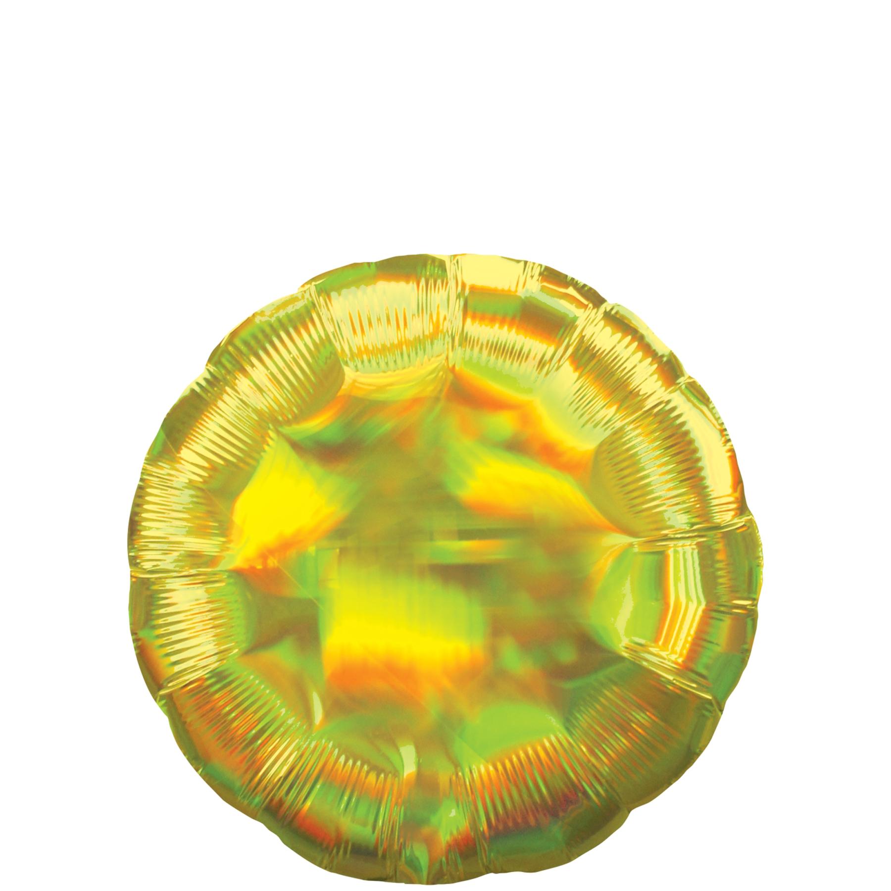Yellow Iridescent Circle Holographic Foil Balloon 45cm Balloons & Streamers - Party Centre - Party Centre