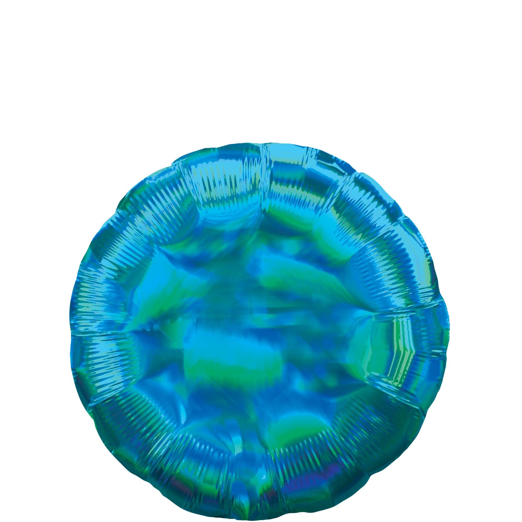 Cyan Iridescent Circle Holographic Foil Balloon 45cm Balloons & Streamers - Party Centre - Party Centre
