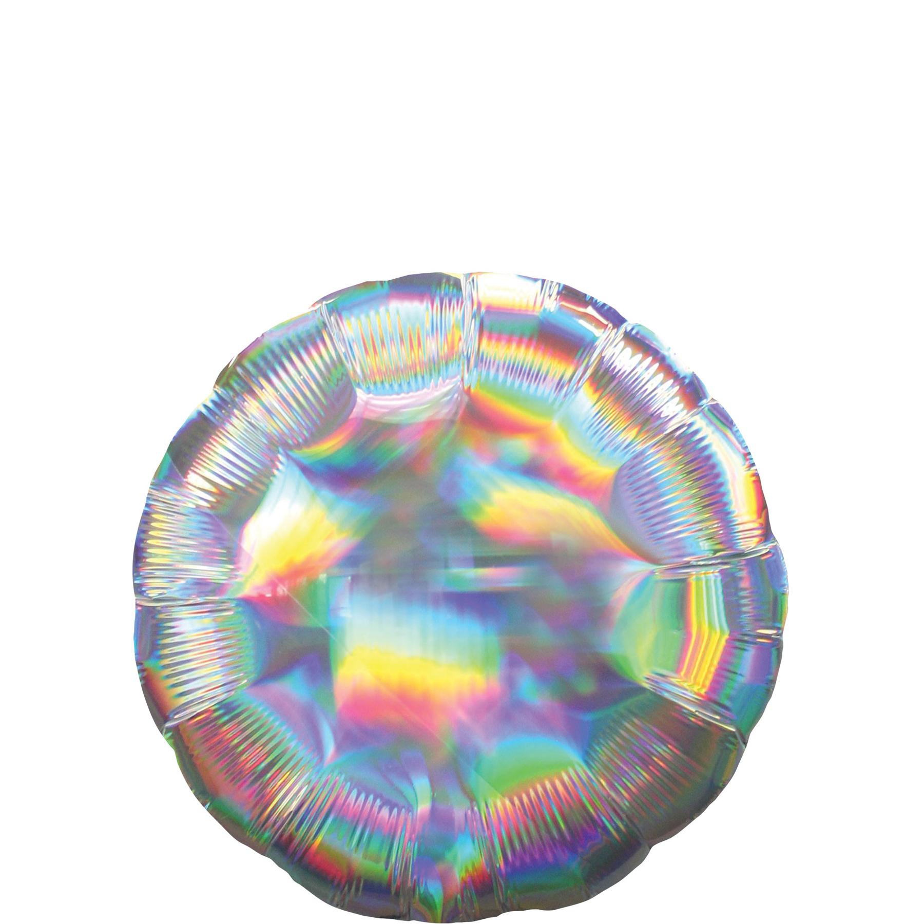 Silver Iridescent Circle Holographic Foil Balloon 45cm Balloons & Streamers - Party Centre - Party Centre