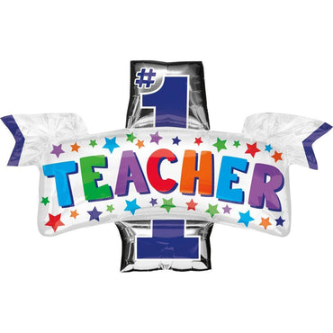 #1 Teacher SuperShape Foil Balloon 96x66cm Balloons & Streamers - Party Centre - Party Centre