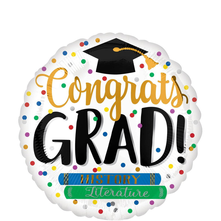 Congrats Grad Books Jumbo Foil Balloon 71cm Balloons & Streamers - Party Centre