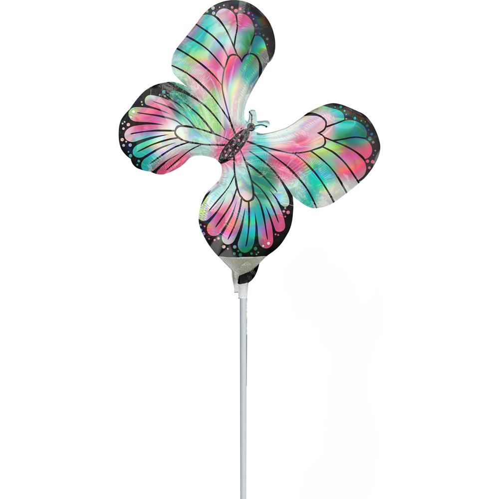 Teal & Pink Iridescent Butterfly Mini Shape Balloon 23cm Balloons & Streamers - Party Centre - Party Centre