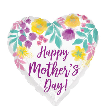 Happy Mother's Day Watercolor Flowers Foil Balloon 45cm Balloons & Streamers - Party Centre - Party Centre