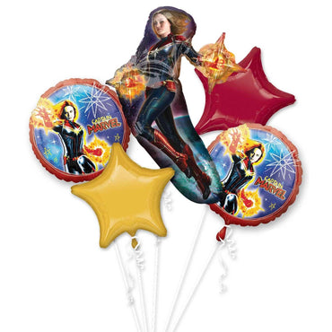 Captain Marvel Balloon Bouquet 5pcs Balloons & Streamers - Party Centre - Party Centre