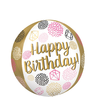Happy Birthday Gems Orbz Balloon 38x40cm Balloons & Streamers - Party Centre - Party Centre