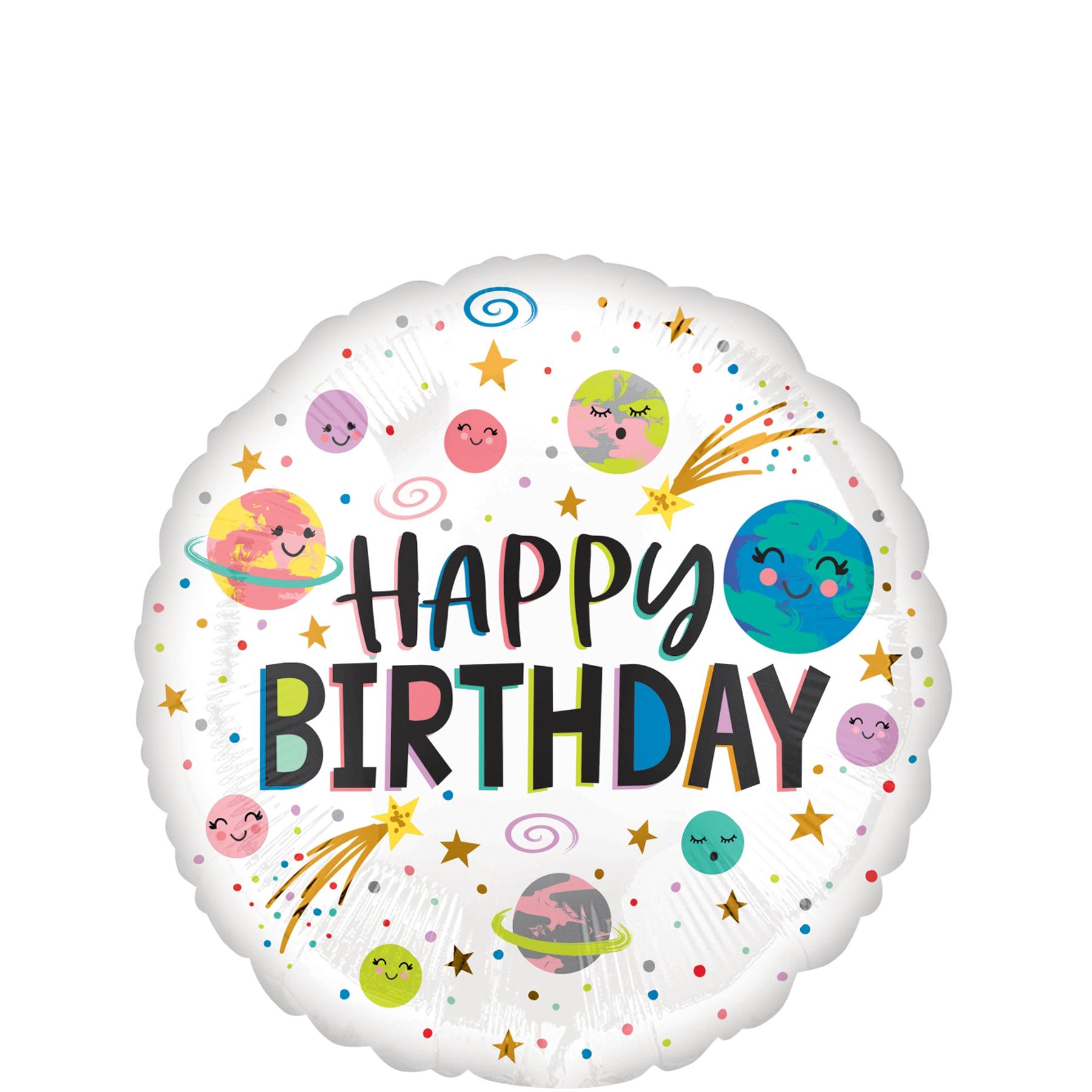 Smiling Galaxy Happy Birthday Foil Balloon 45cm Balloons & Streamers - Party Centre - Party Centre