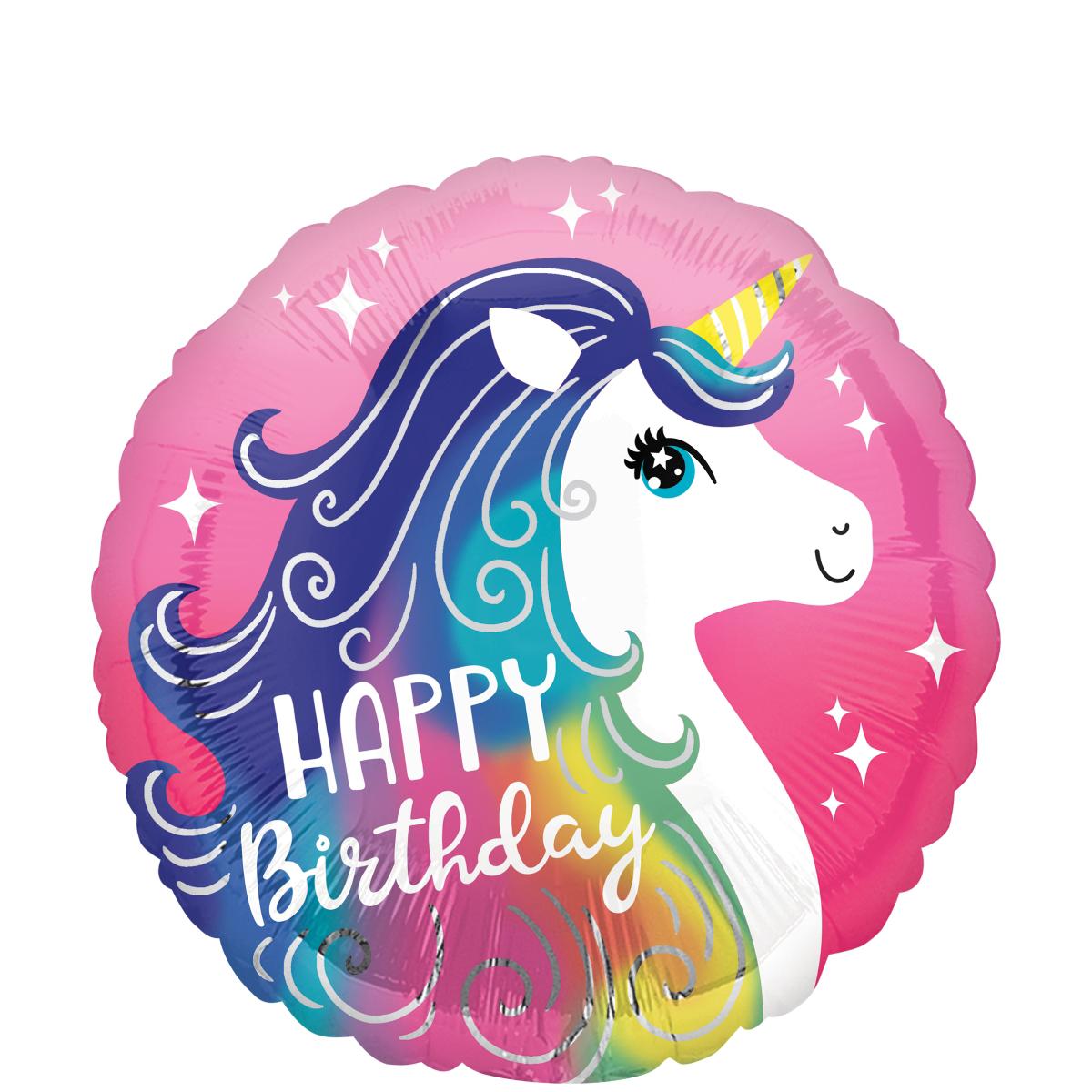Pink Unicorn Happy Birthday Foil Balloon 45cm Balloons & Streamers - Party Centre - Party Centre