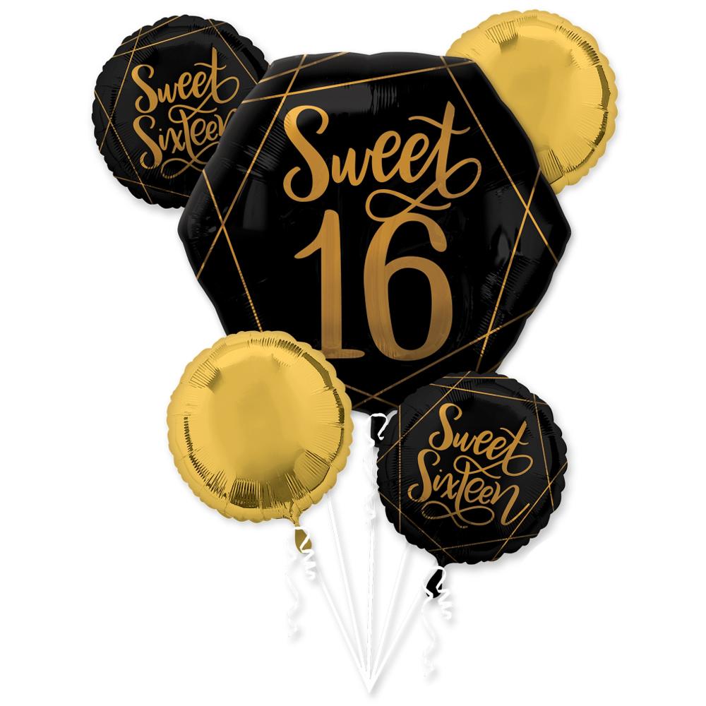 Elegant Sixteen Balloon Bouquet 5pcs Balloons & Streamers - Party Centre - Party Centre