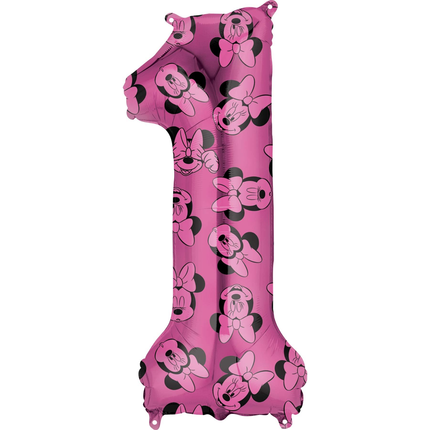 Minnie Mouse Number 1 Pink SuperShape Balloon 33x86cm Balloons & Streamers - Party Centre - Party Centre