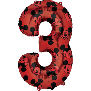 Mickey Mouse Number 3 Red SuperShape Balloon 50x86cm Balloons & Streamers - Party Centre - Party Centre