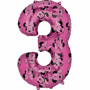 Minnie Mouse Number 3 Pink SuperShape Balloon 50x86cm Balloons & Streamers - Party Centre - Party Centre