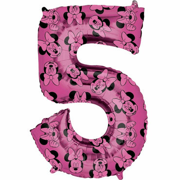Minnie Mouse Number 5 Pink SuperShape Balloon 58x83cm Balloons & Streamers - Party Centre - Party Centre