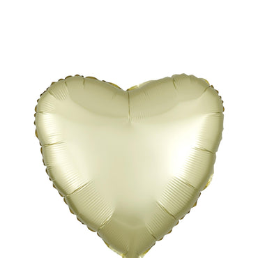 Pastel Yellow Heart Satin Luxe Foil Balloon 45cm Balloons & Streamers - Party Centre - Party Centre