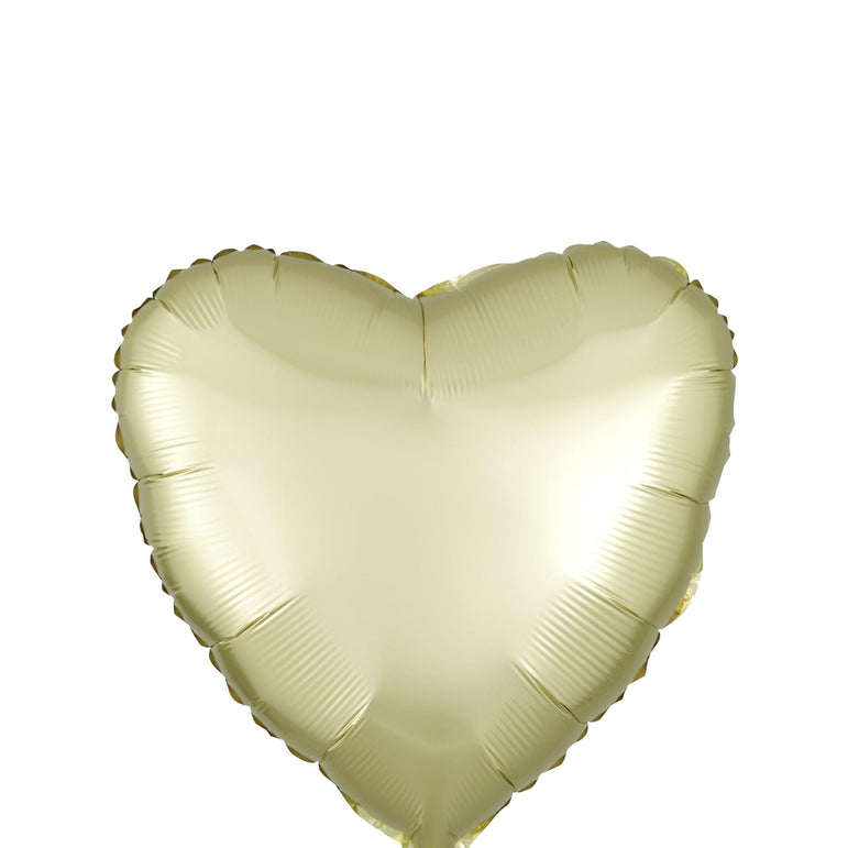 Pastel Yellow Heart Satin Luxe Foil Balloon 45cm Balloons & Streamers - Party Centre