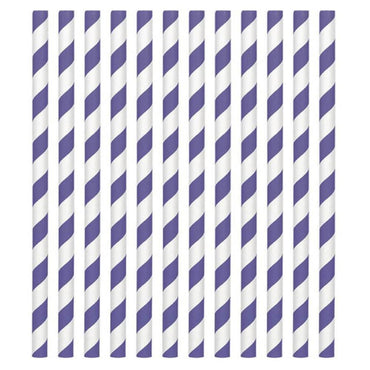 New Purple Paper Straws 24pcs Candy Buffet - Party Centre - Party Centre