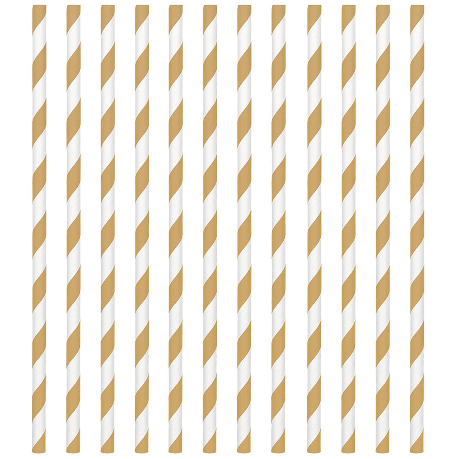 Gold Paper Straws 24pcs Candy Buffet - Party Centre - Party Centre