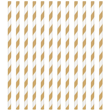Gold Paper Straws 24pcs Candy Buffet - Party Centre - Party Centre