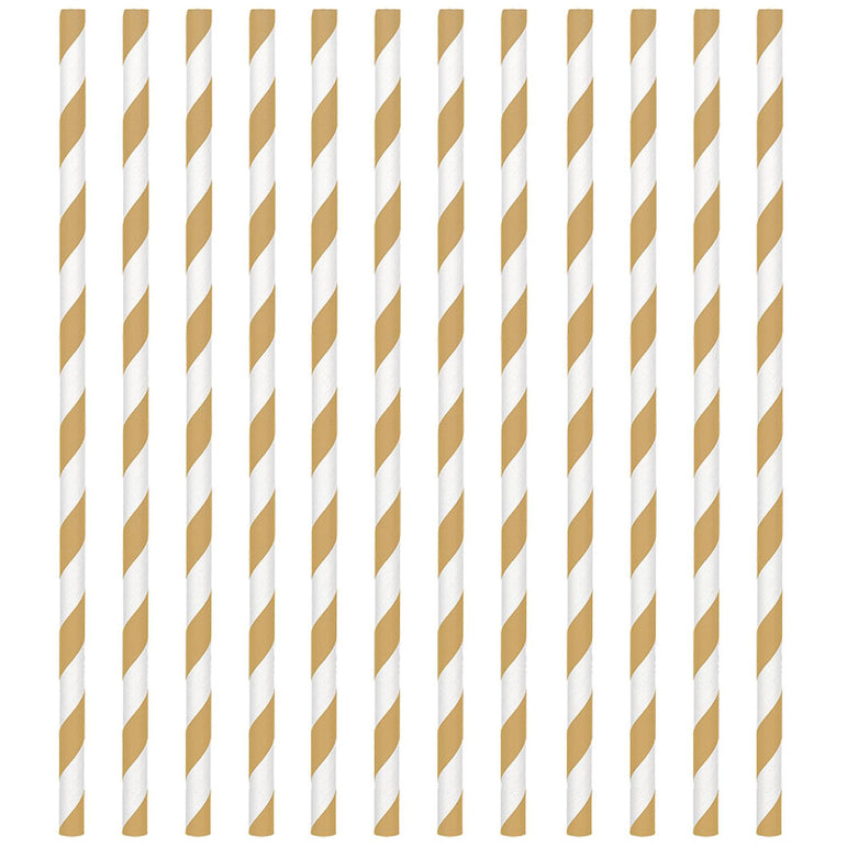 Gold Paper Straws 24pcs Candy Buffet - Party Centre