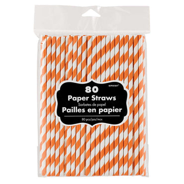 Orange Peel Paper Straws 80pcs Candy Buffet - Party Centre - Party Centre