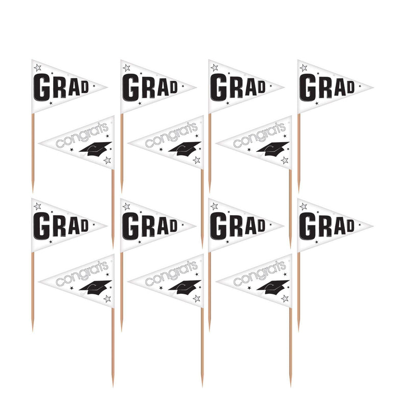 School Colors Pride White Party Picks 36pcs Party Accessories - Party Centre