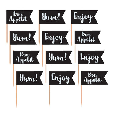 Black Flag Picks Paper With Wood Pick 36pcs Party Accessories - Party Centre - Party Centre