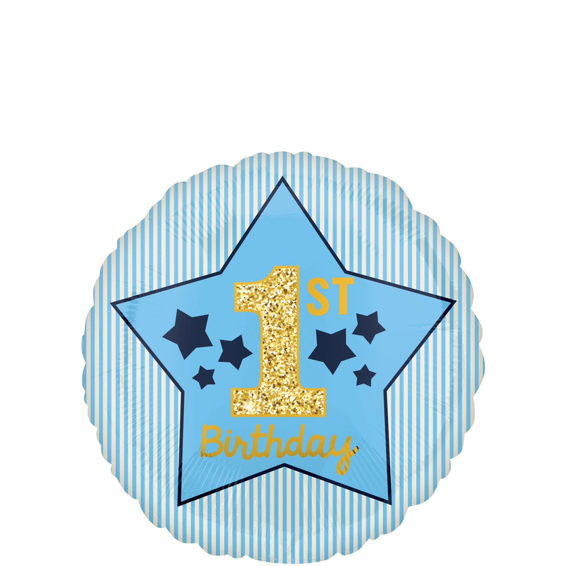 Boy 1st Birthday Blue & Gold Foil Balloon 45cm Balloons & Streamers - Party Centre - Party Centre