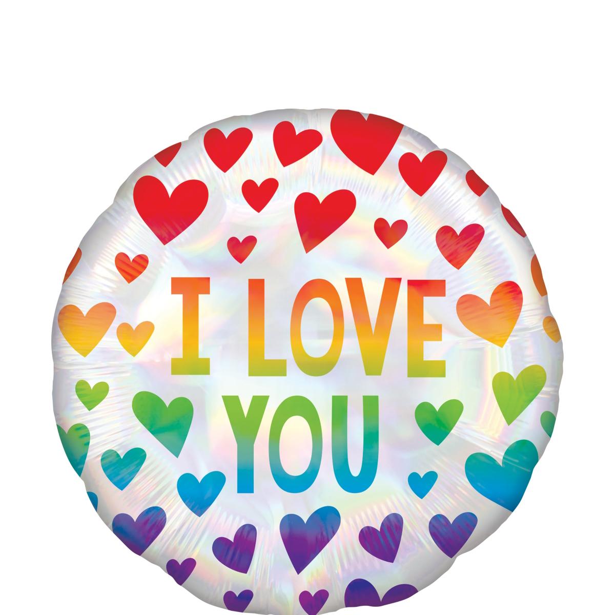 Iridescent Rainbow Hearts Foil Balloon 45cm Balloons & Streamers - Party Centre - Party Centre
