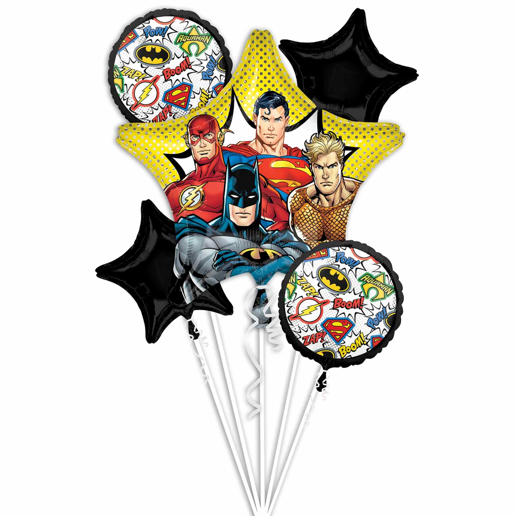 Justice League Balloon Bouquet 5pcs Balloons & Streamers - Party Centre - Party Centre