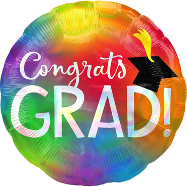 Congrats Grad Iridescent Foil Balloon 45x45cm Balloons & Streamers - Party Centre - Party Centre