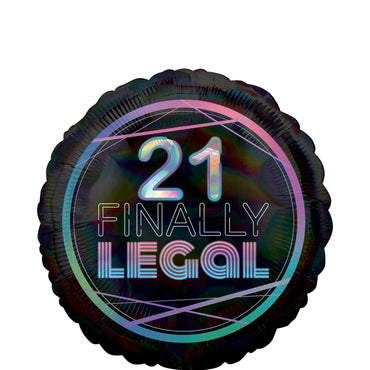 Finally 21 Holographic Foil Balloon 45cm Balloons & Streamers - Party Centre - Party Centre