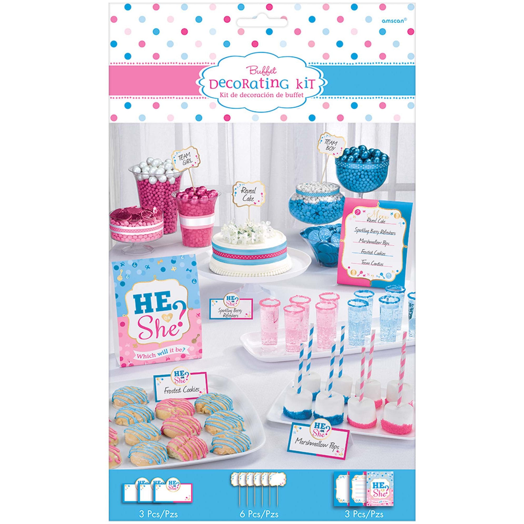 Gender Reveal Buffet Decorating Kit - Party Centre