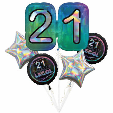 Finally 21 Balloon Bouquet 5pcs Balloons & Streamers - Party Centre - Party Centre