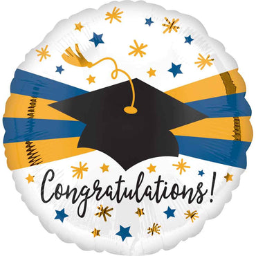 Blue & Gold Graduation Jumbo Foil Balloon 71x71cm Balloons & Streamers - Party Centre - Party Centre