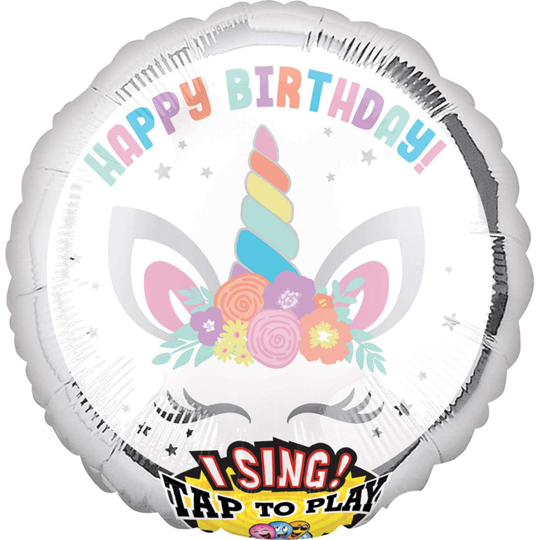 Unicorn Party Sing-A-Tune Jumbo Balloon 71cm Balloons & Streamers - Party Centre