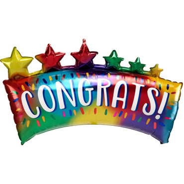 Congrats Star Banner SuperShape 86x48cm Balloons & Streamers - Party Centre - Party Centre