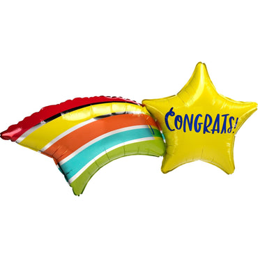 Congratz Shooting Star SuperShape Balloon 68x55cm Balloons & Streamers - Party Centre - Party Centre