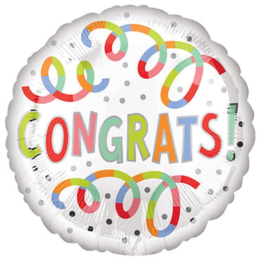 Congrats Swirl Foil Balloon 43cm - Party Centre