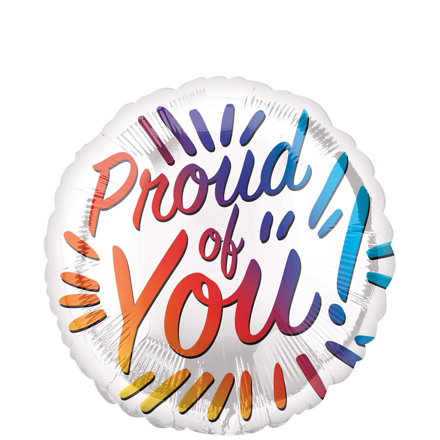 Proud of You Rainbow Letters Foil Balloon 43x43cm - Party Centre