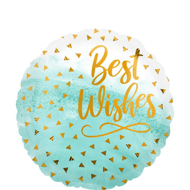 Best Wishes Gold Confetti Foil Balloon 45cm Balloons & Streamers - Party Centre - Party Centre