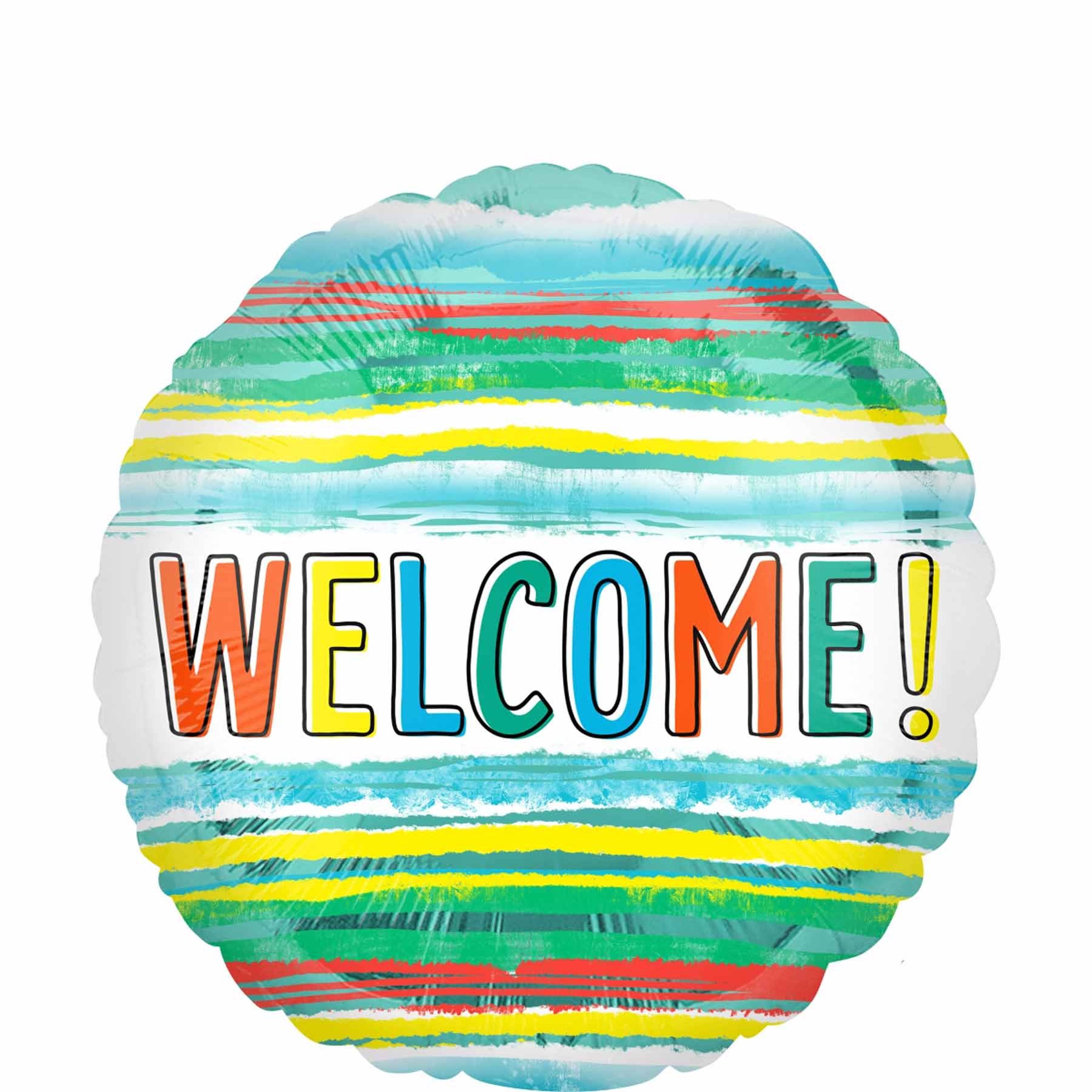 Welcome Watercolor Stripes Foil Balloon 43cm Balloons & Streamers - Party Centre - Party Centre
