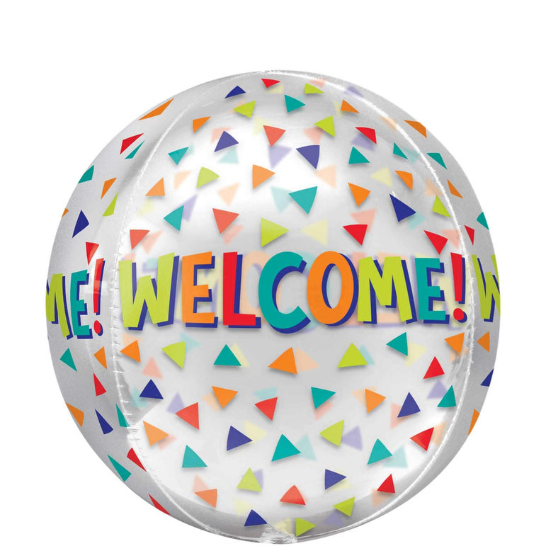 Welcome Triangles Orbz Balloon 38x40cm Balloons & Streamers - Party Centre