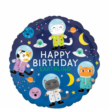 Happy Birthday Space Foil Balloon 43cm Balloons & Streamers - Party Centre - Party Centre