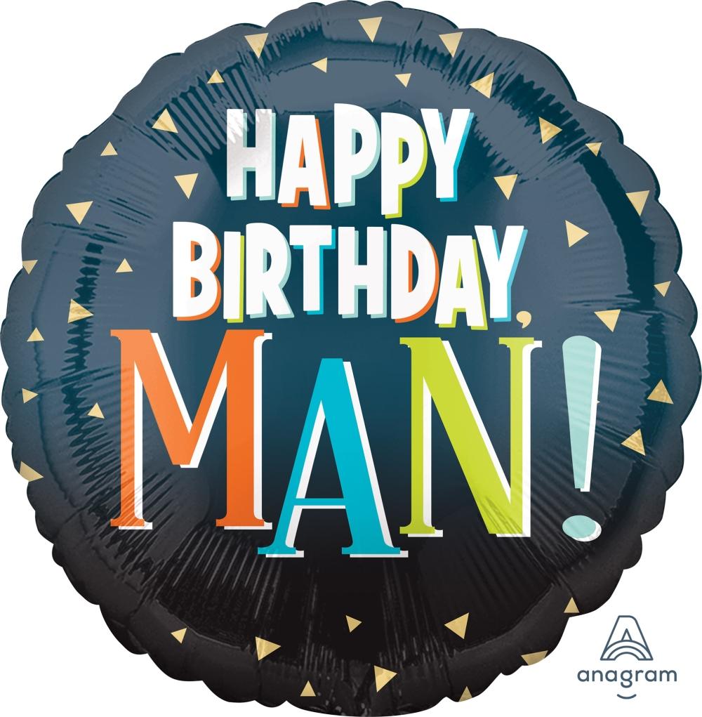 Happy Birthday Man Letters Foil Balloon 45cm - Party Centre