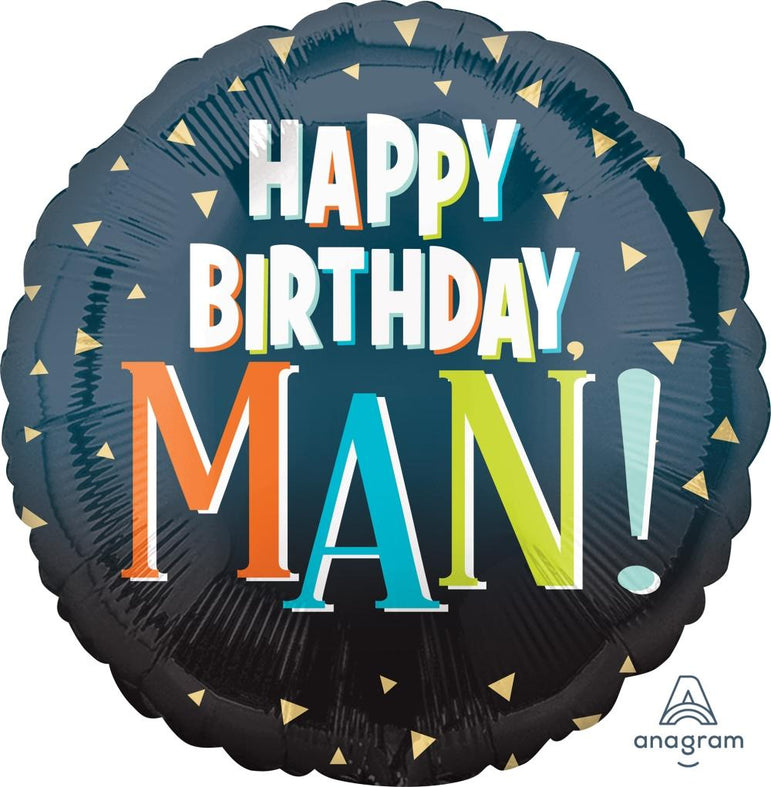 Happy Birthday Man Letters Foil Balloon 45cm